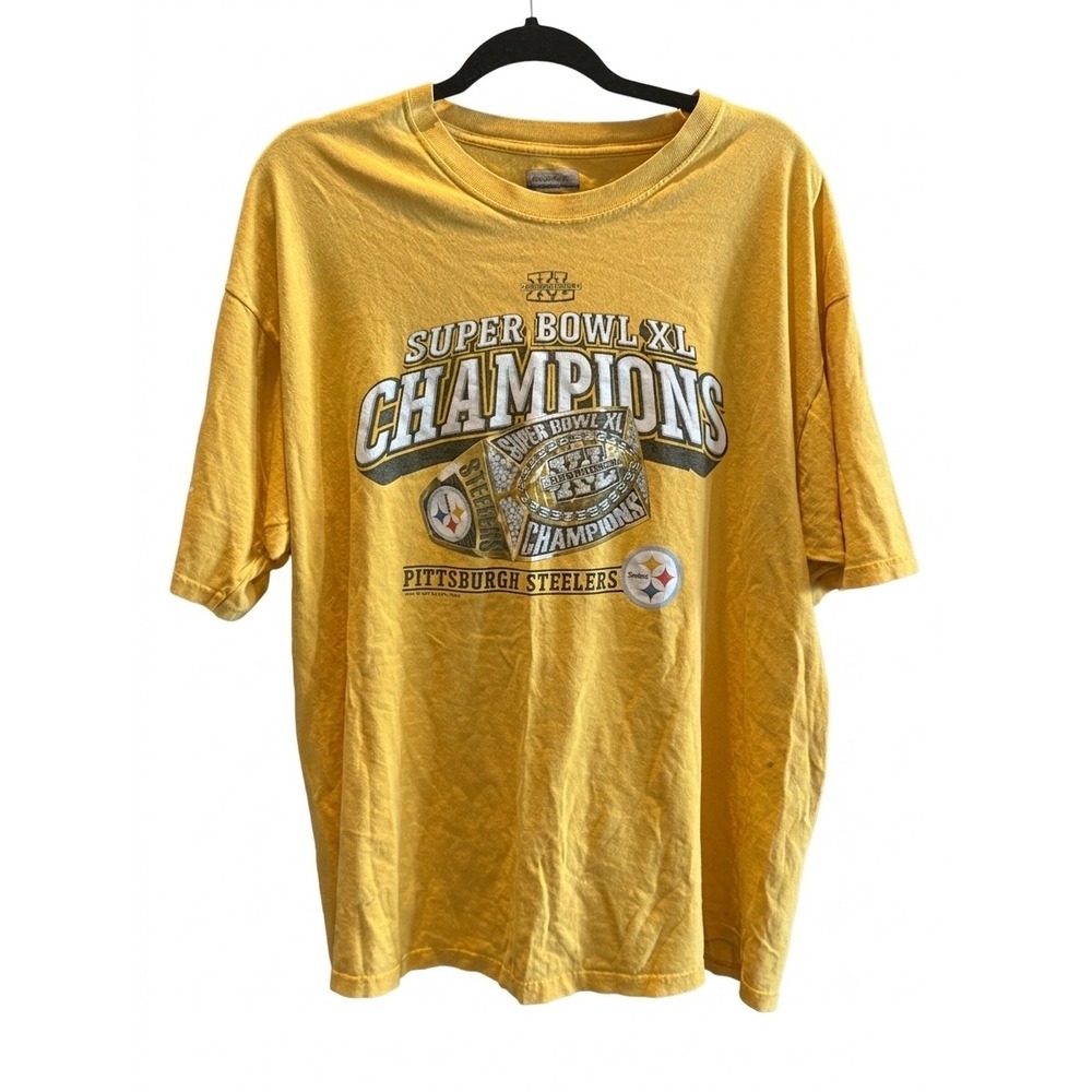 Reebok Pittsburgh Steelers Super Bowl XL Champions T-Shirt Gold Mens XL Graphic